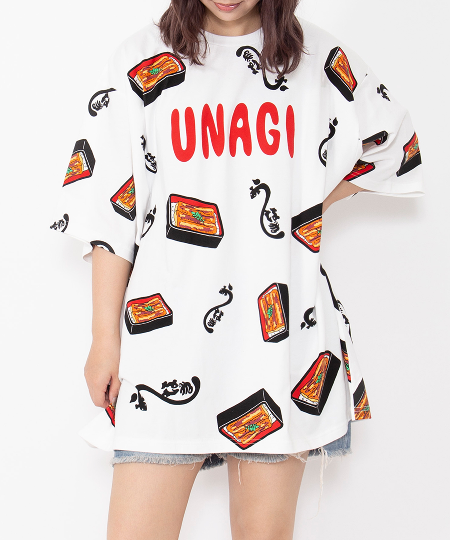 新サイズ】うなぎ総柄Tシャツ[商品：PN20SS-142-15] - PUNYUS Online