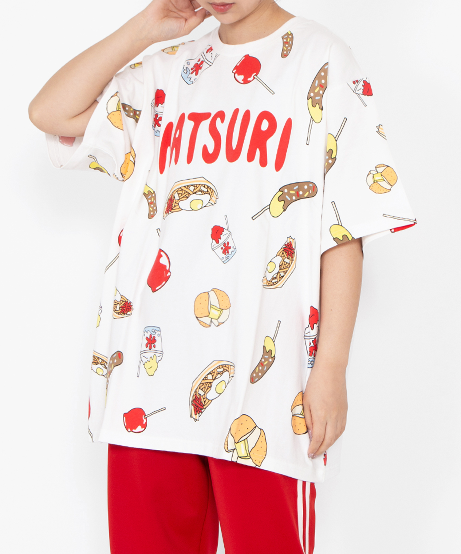 新品 お祭り punyus Tシャツ プニュズ 屋台 焼きそば 総柄 りんご飴 PUNYUS - 新品 プニュズ tシャツ お祭り PUNYUS 祭 屋台 やきそば