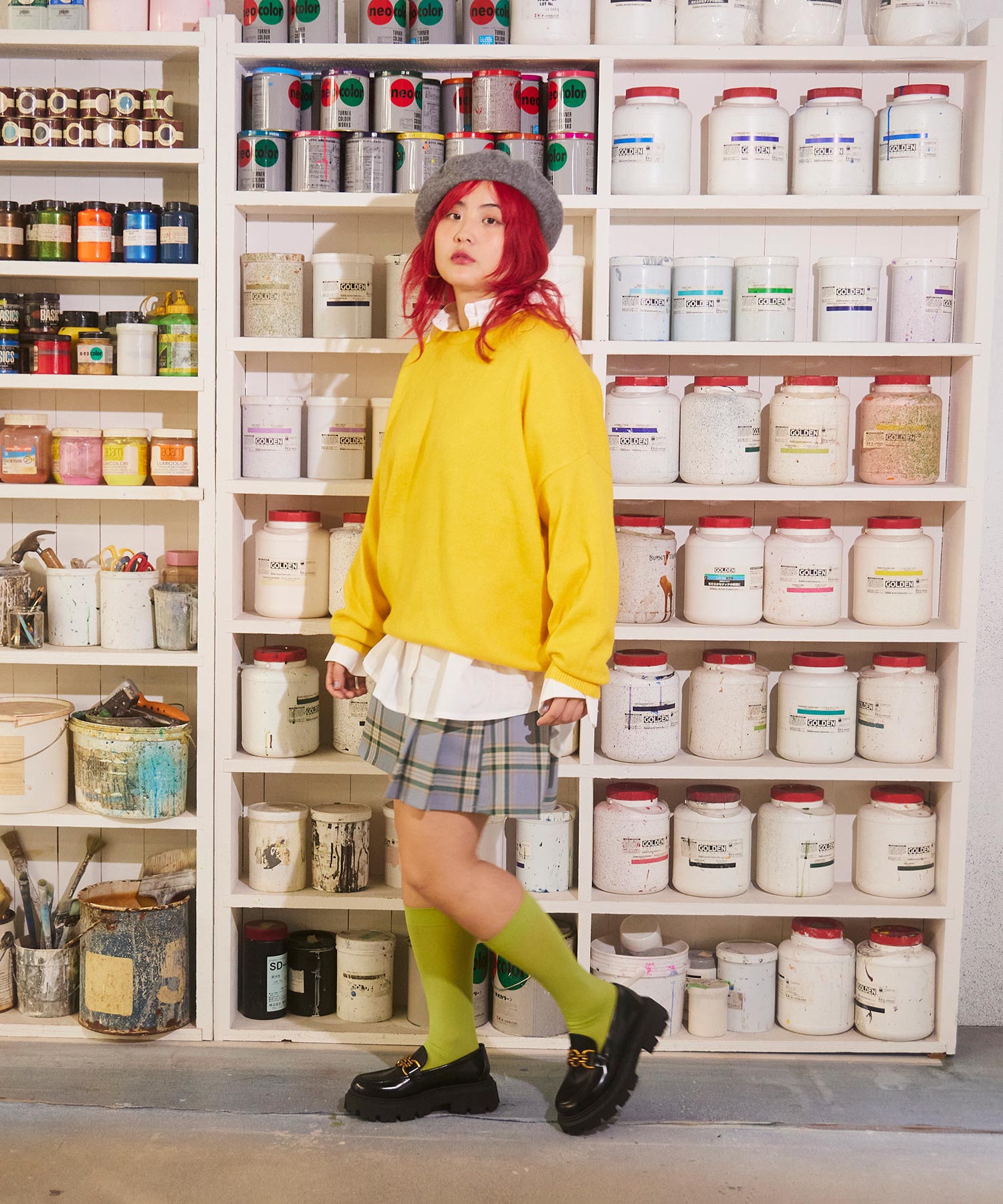 サイドプリーツチェックミニスカート[商品：PN23AW-017] - PUNYUS  