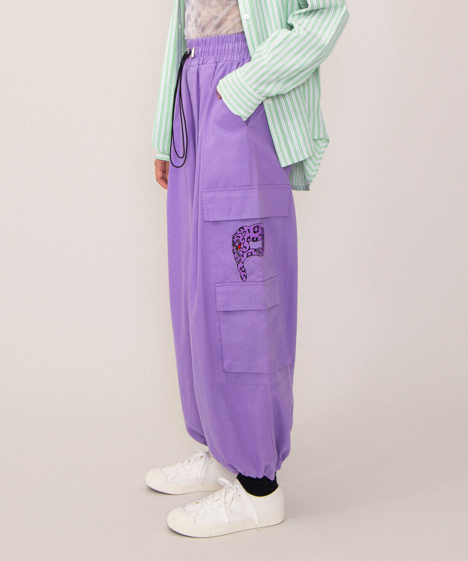RunBird ピステパンツ 紫色 ☆レア商品☆ パンサー刺繍ワイドカーゴパンツ[商品：PN23SS-092] - PUNYUS Online