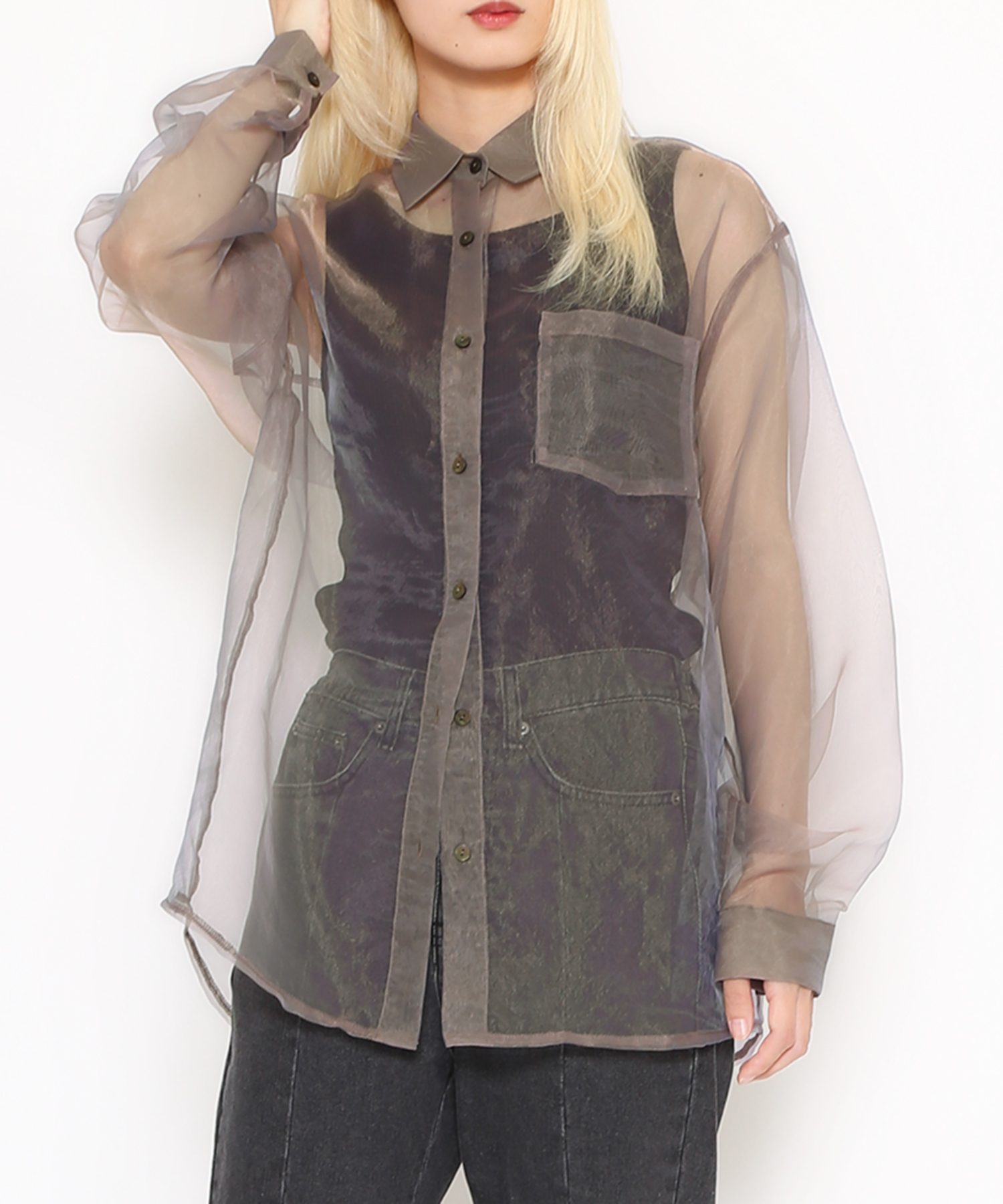 ブラウス シャツ 「コットンナイロンオーガンジーシャツ」 レディース 9a93c15426b35e19b7e445b080a6f7