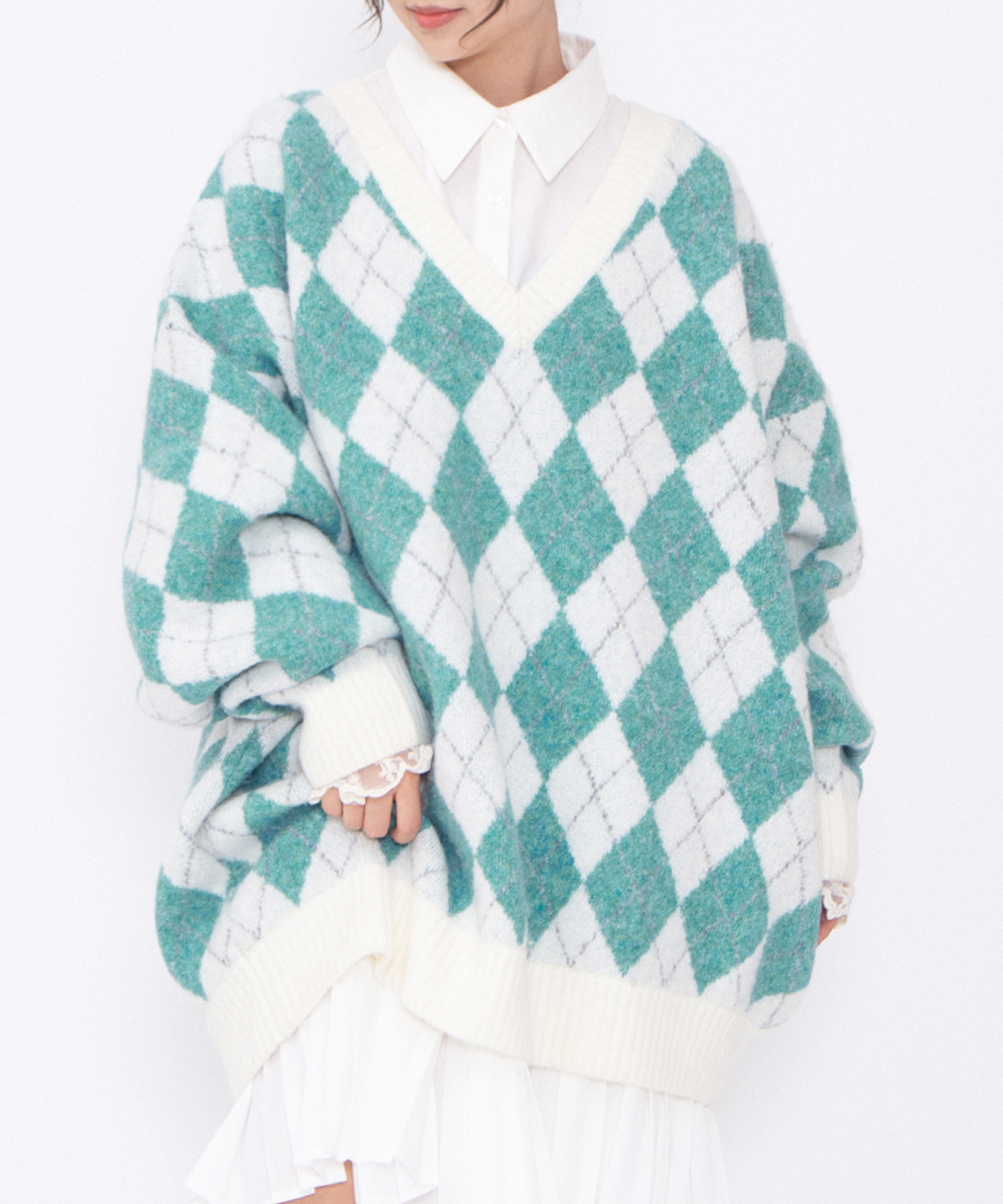 アーガイルVネックニット[商品：PN25AW-025] - PUNYUS Online Store