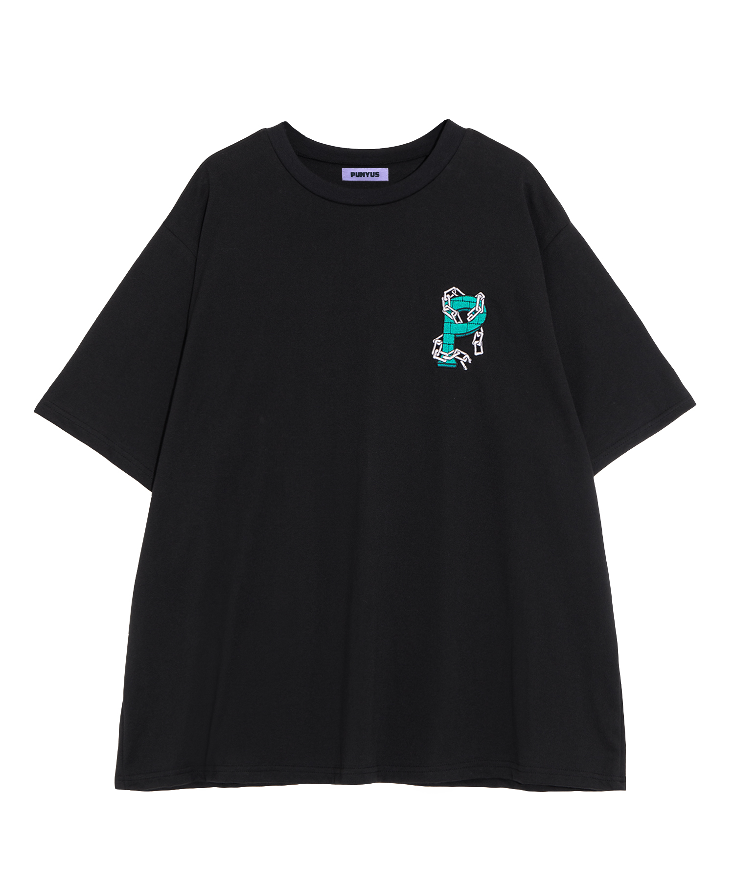ブラック | 鎖ロゴ刺繍Tシャツ | PUNYUS