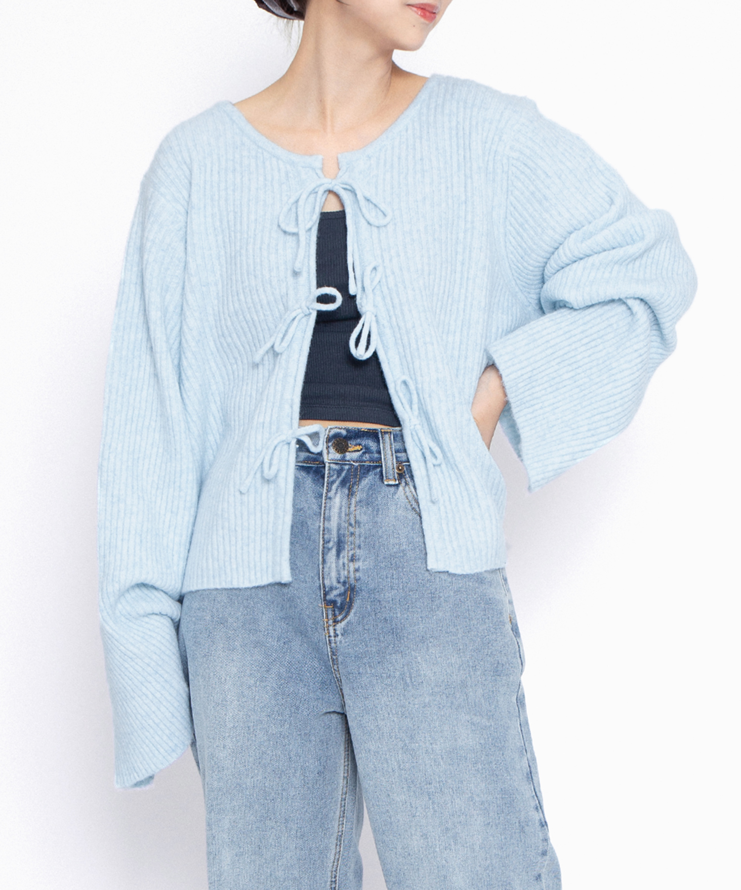 リボンカーディガンれぴ様 カーディガン ribbon sailor color knit cardigan /リボンセーラー
