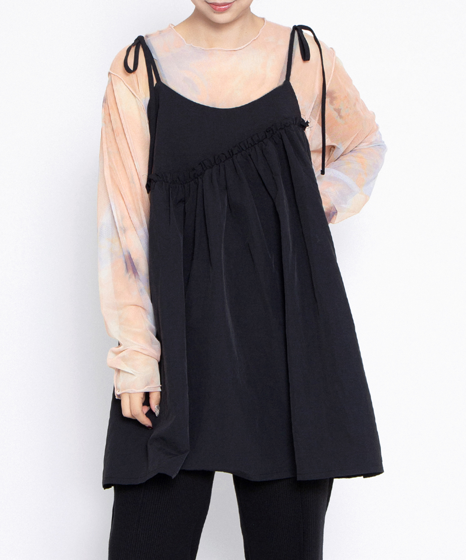 ナイロンリメイクキャミワンピース[商品：PN25AWR-034] - PUNYUS