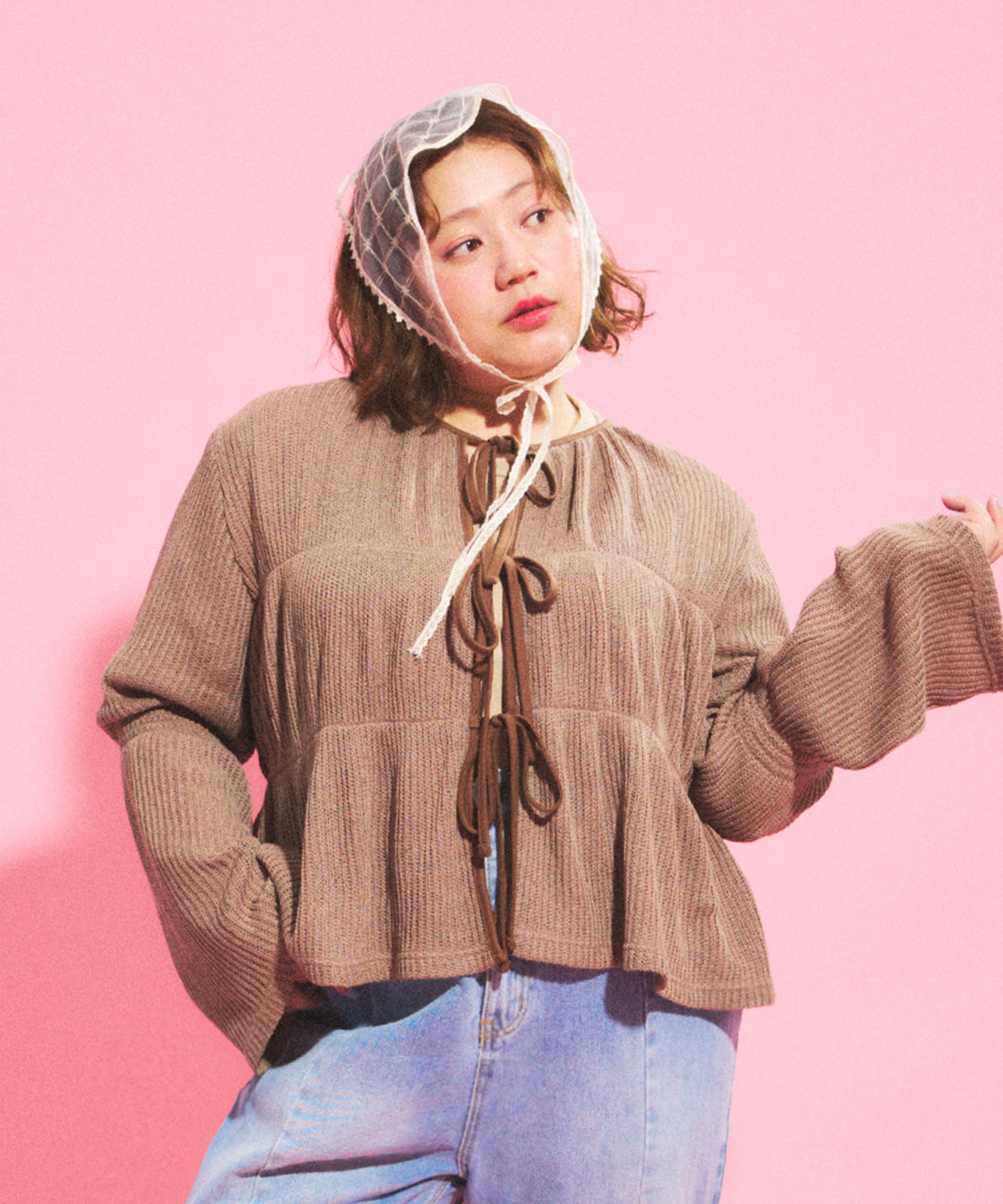 プランテーション 現行　コットン　ロングカーディガン　羽織り　ウエストベルト wft06454_4.jpg