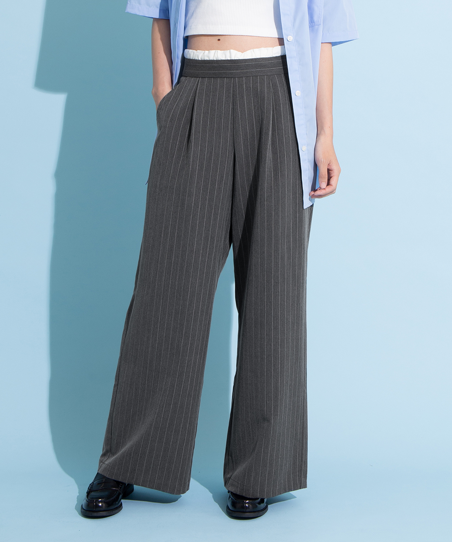 ダブルウエストストライプパンツ[商品：PN25SS-043] - PUNYUS Online