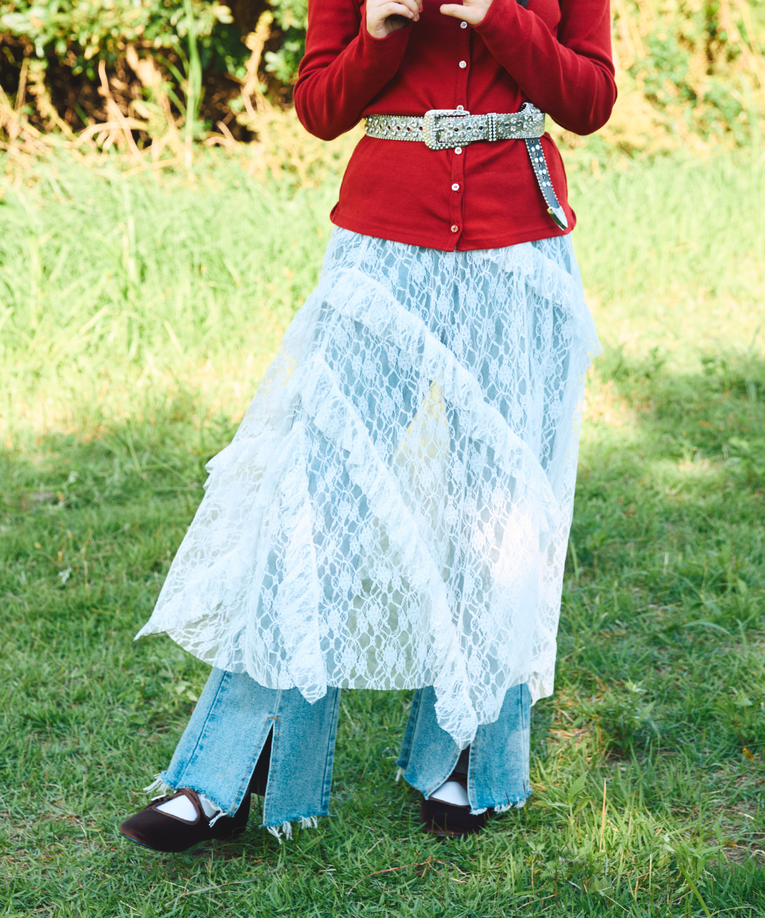 レースレイヤードスカート[商品：PN25SS-064] - PUNYUS Online Store