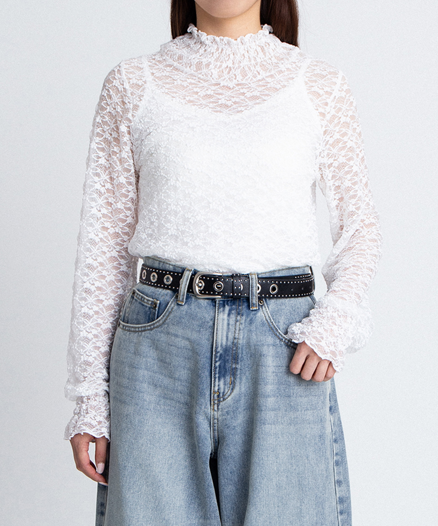  デニム　リメイク　トップス レース レーストップス[商品：PN25T-003] - PUNYUS Online Store / 公式通販
