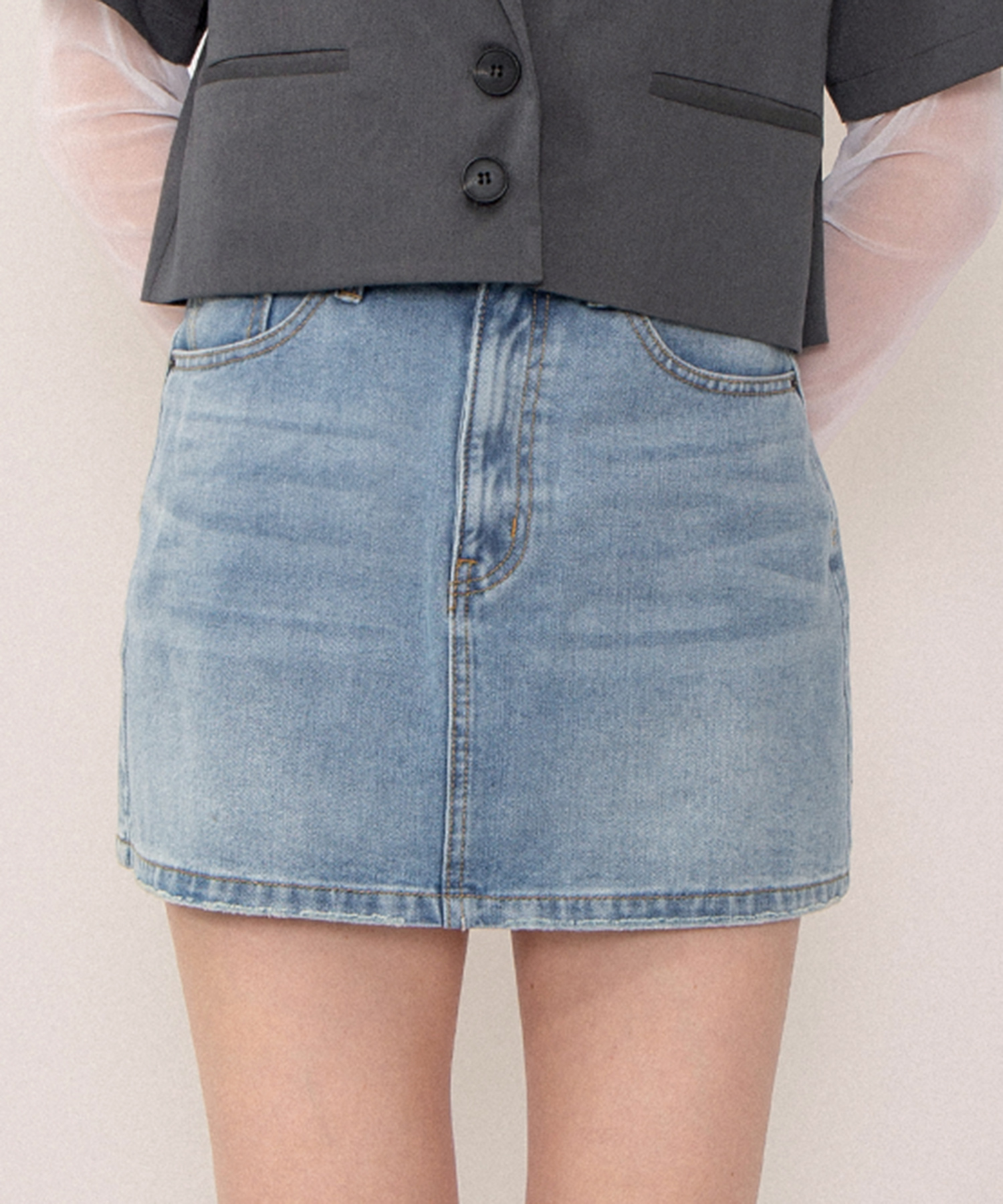 台形デニムミニスカート[商品：PN26SS-007] - PUNYUS Online Store