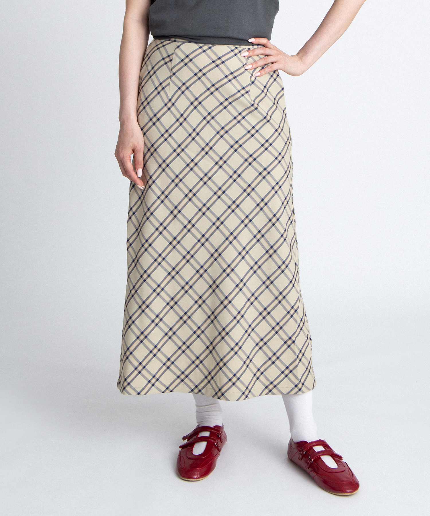 チェック柄ロングスカート[商品：PN26SS-010] - PUNYUS Online Store