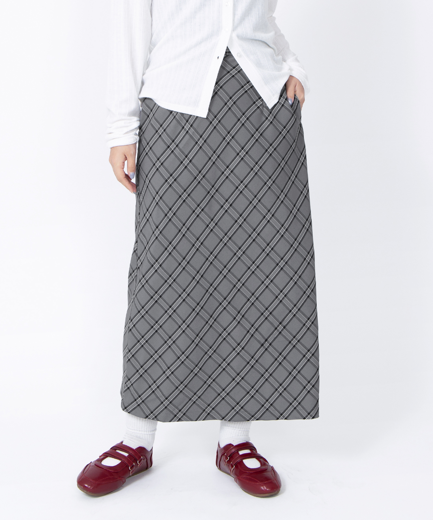 チェック柄ロングスカート[商品：PN26SS-010] - PUNYUS Online Store