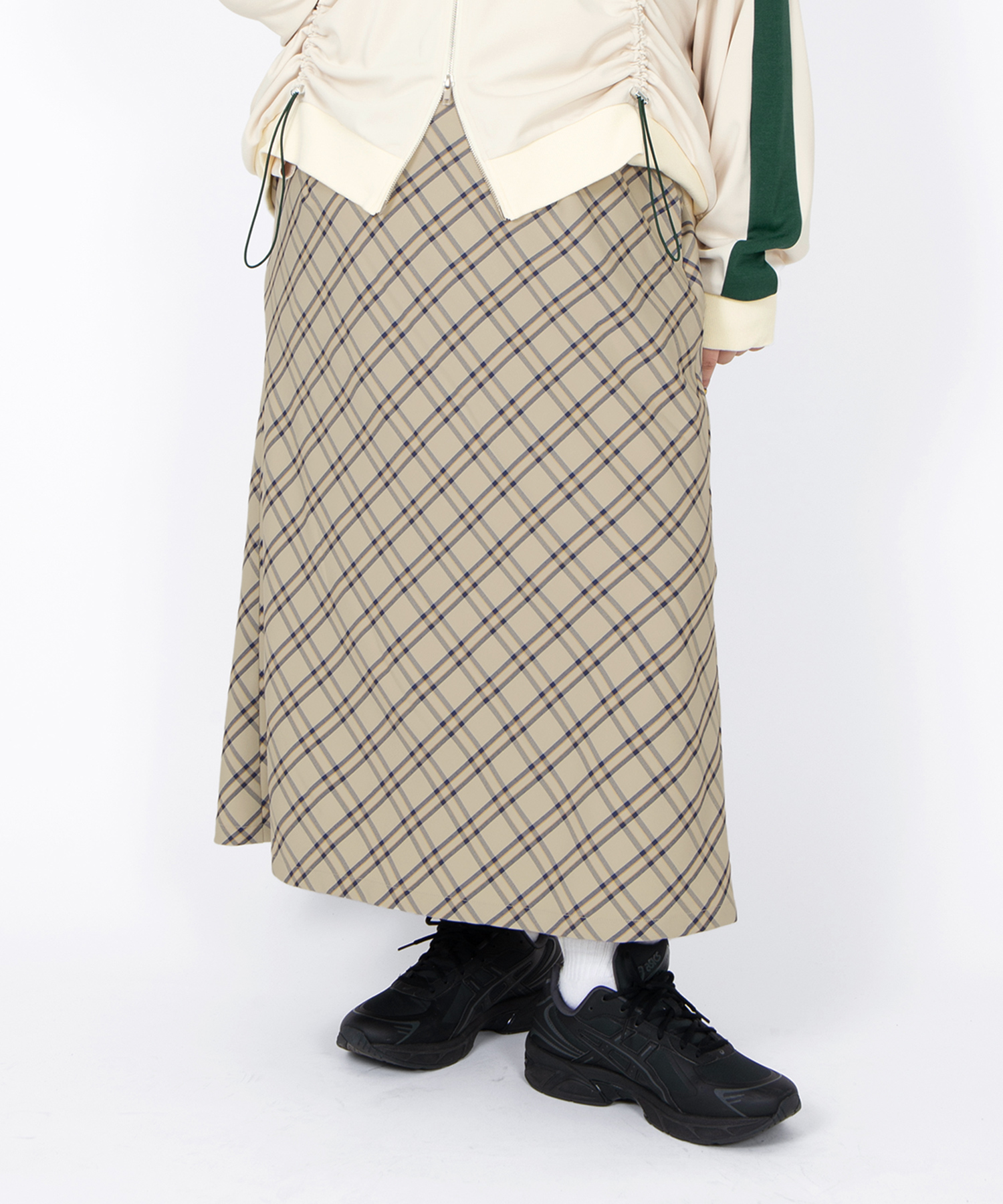 チェック柄ロングスカート[商品：PN26SS-010] - PUNYUS Online Store