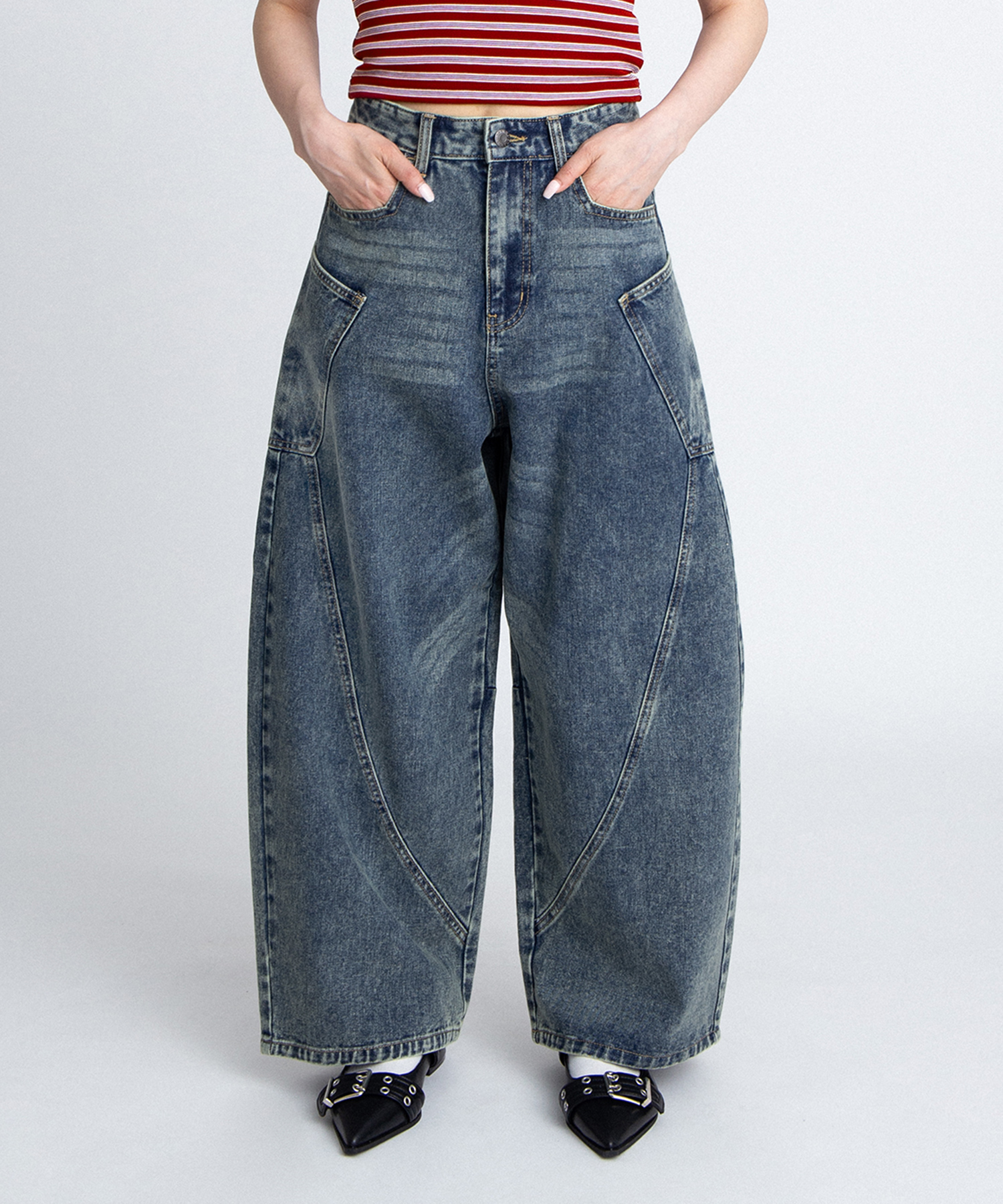 サイドポケットバレルデニムパンツ[商品：PN26SS-013] - PUNYUS Online