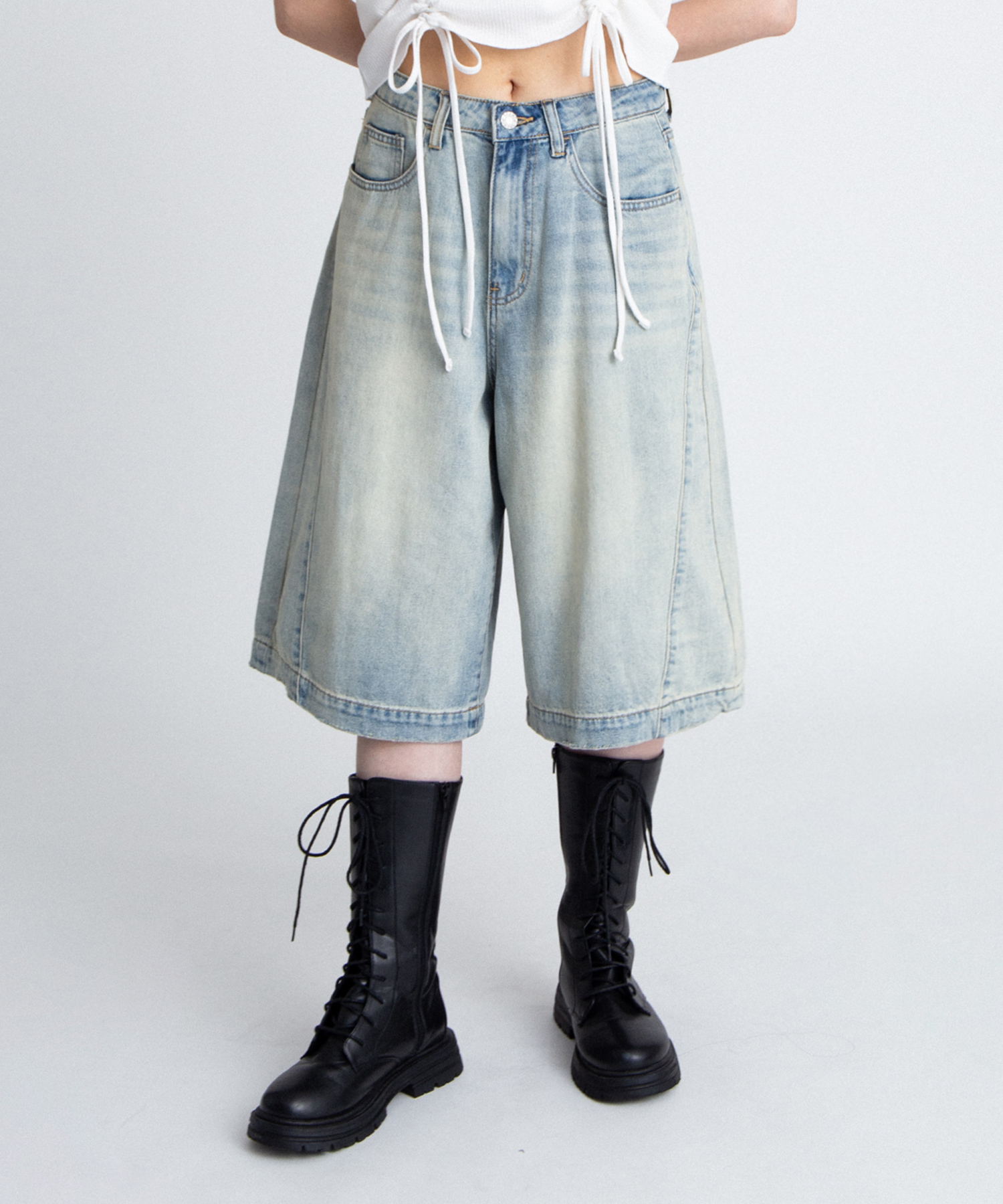 デザインデニムハーフパンツ[商品：PN26SS-017] - PUNYUS Online Store