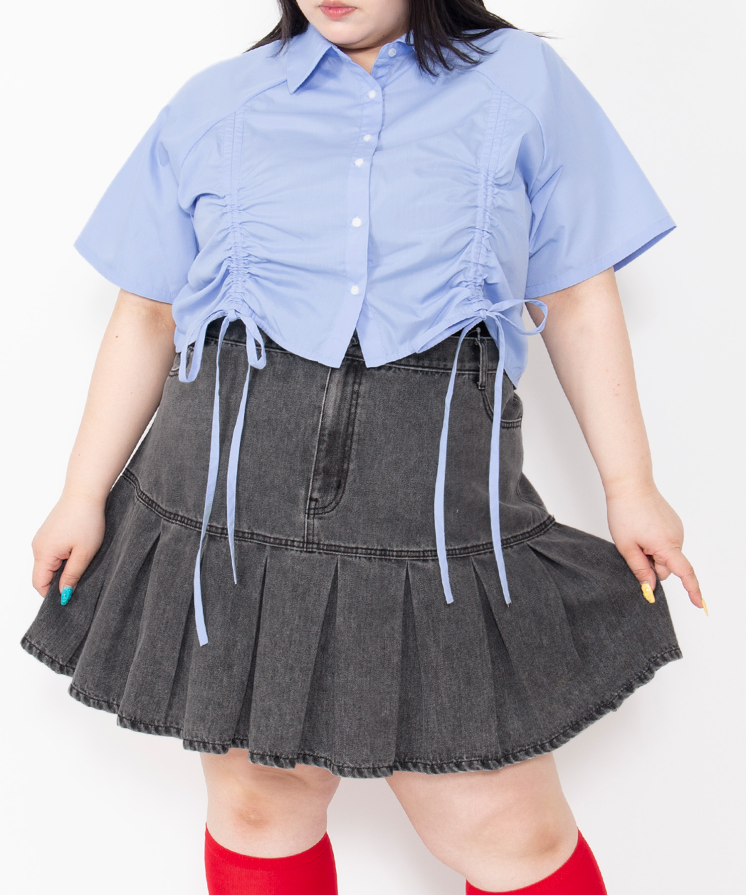 プリーツヘムデニムミニスカート[商品：PN26SS-018] - PUNYUS Online