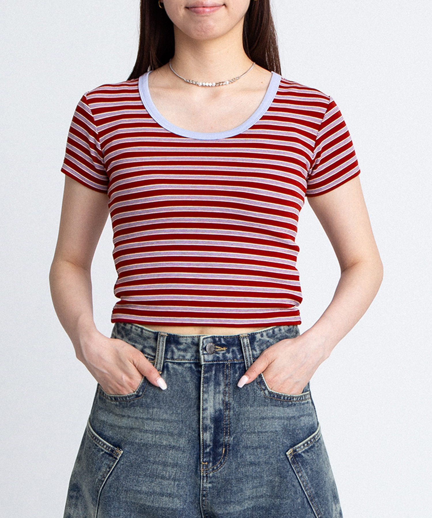 ボーダーUネックトップス[商品：PN26SS-026] - PUNYUS Online Store