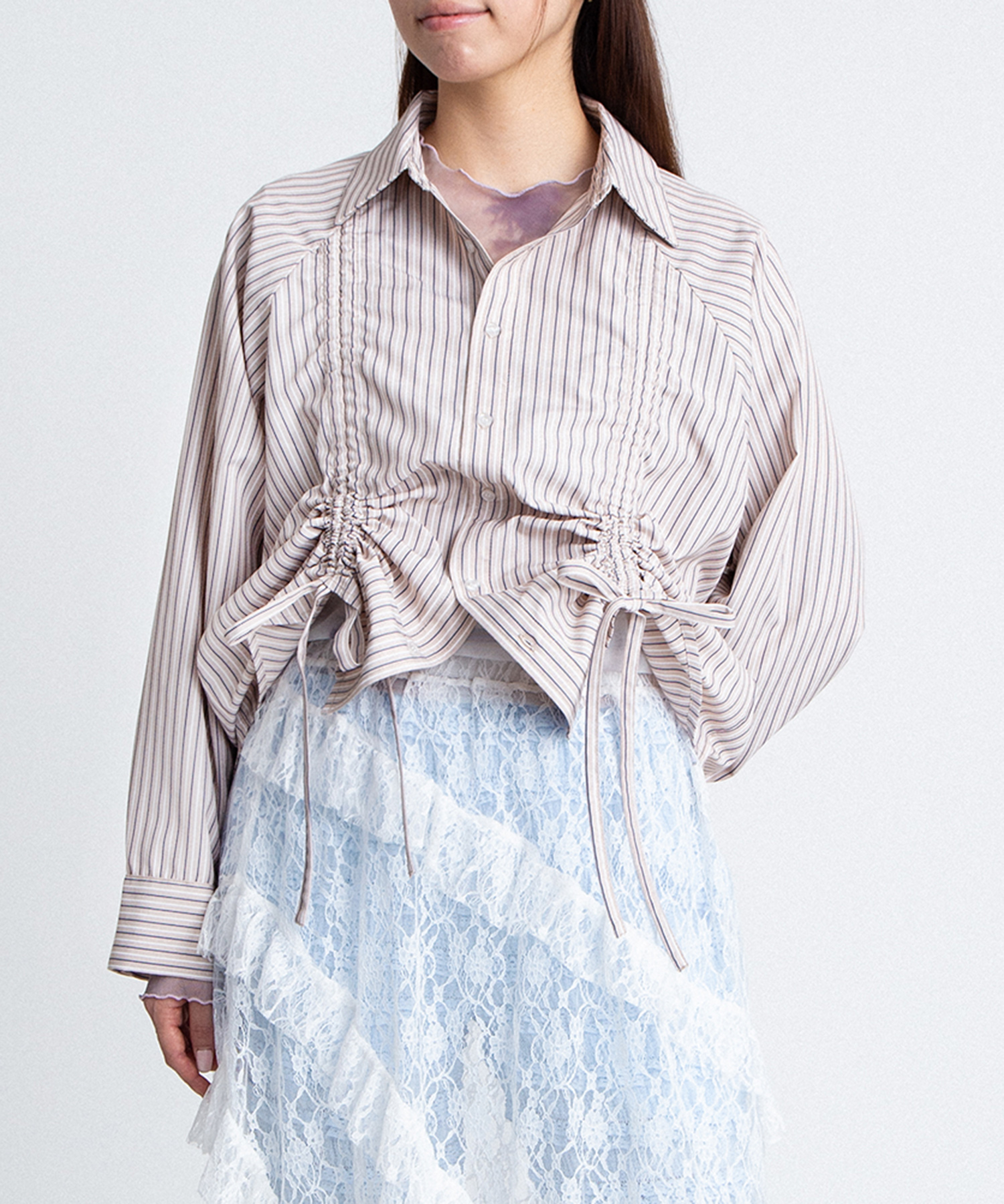 最終値下げPALOMA WOOL ストライプ シャツ ドロストストライプシャツ[商品：PN26SS-029] - PUNYUS Online Store
