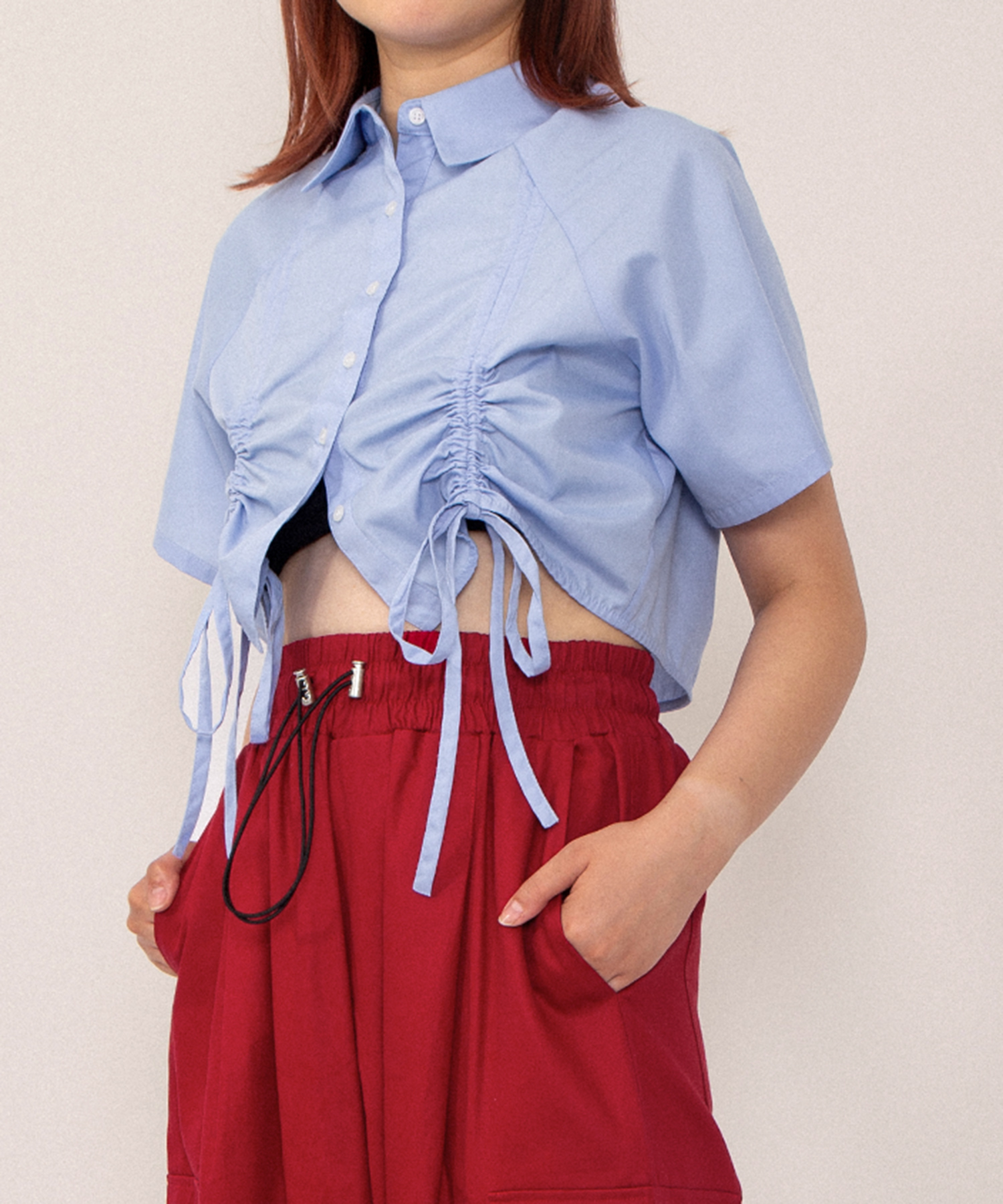 クロップド丈ドロストシャツ[商品：PN26SS-030] - PUNYUS Online Store