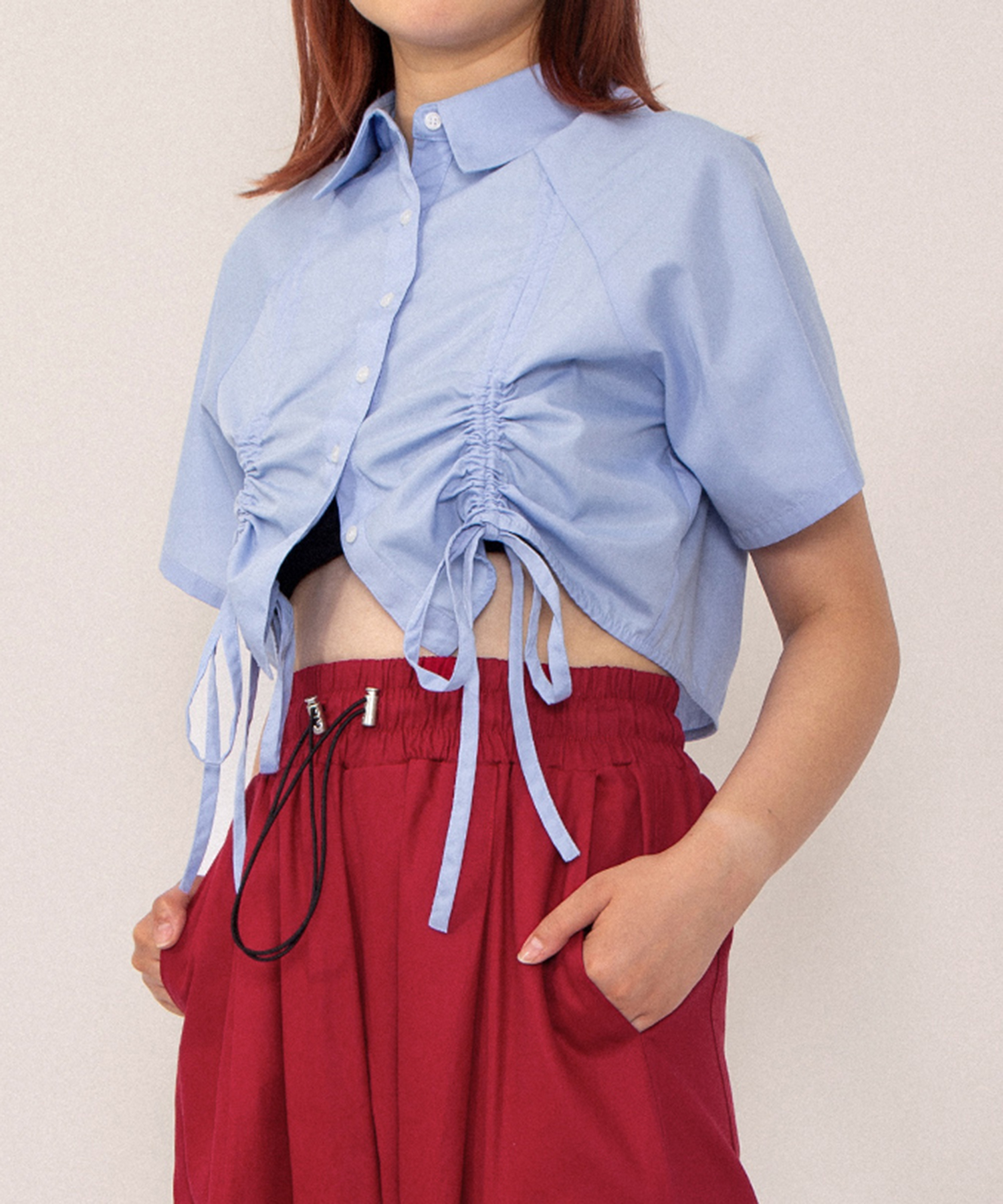 クロップド丈ドロストシャツ[商品：PN26SS-030] - PUNYUS Online Store