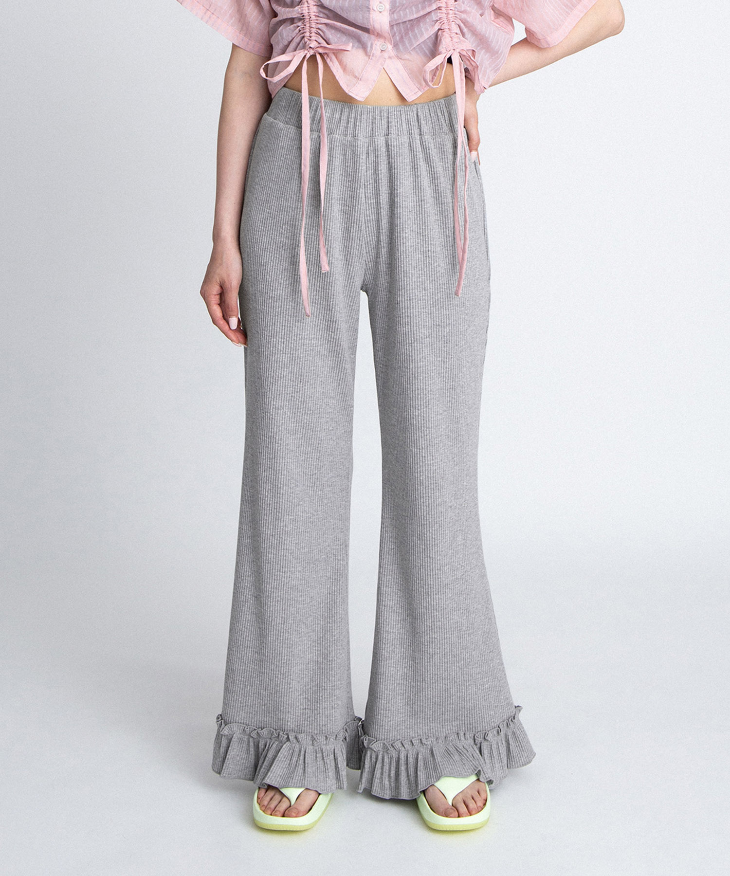 リブフレアフリルパンツ[商品：PN26SS-034] - PUNYUS Online Store