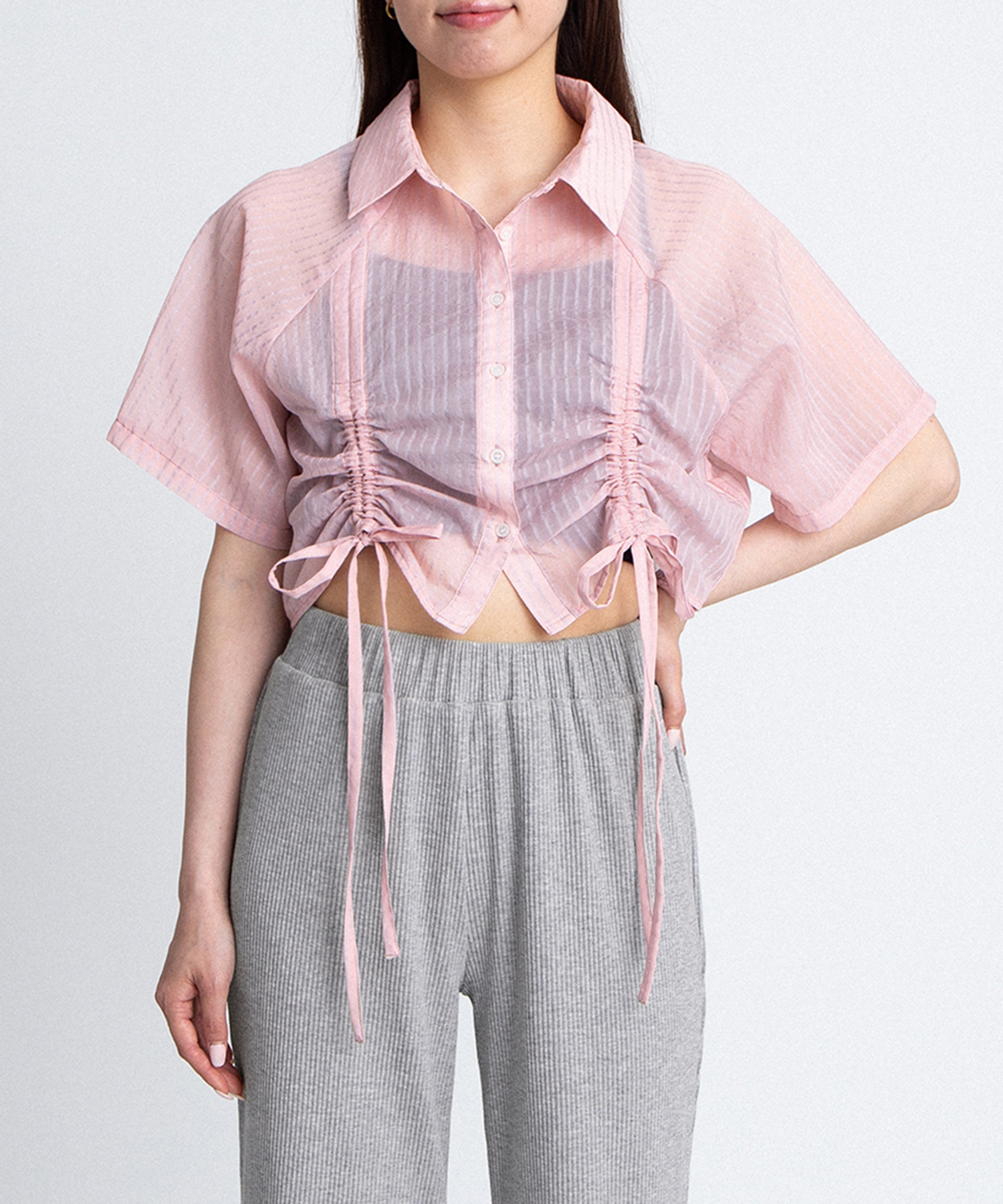 シアークロップド丈ドロストシャツ[商品：PN26SS-053] - PUNYUS Online