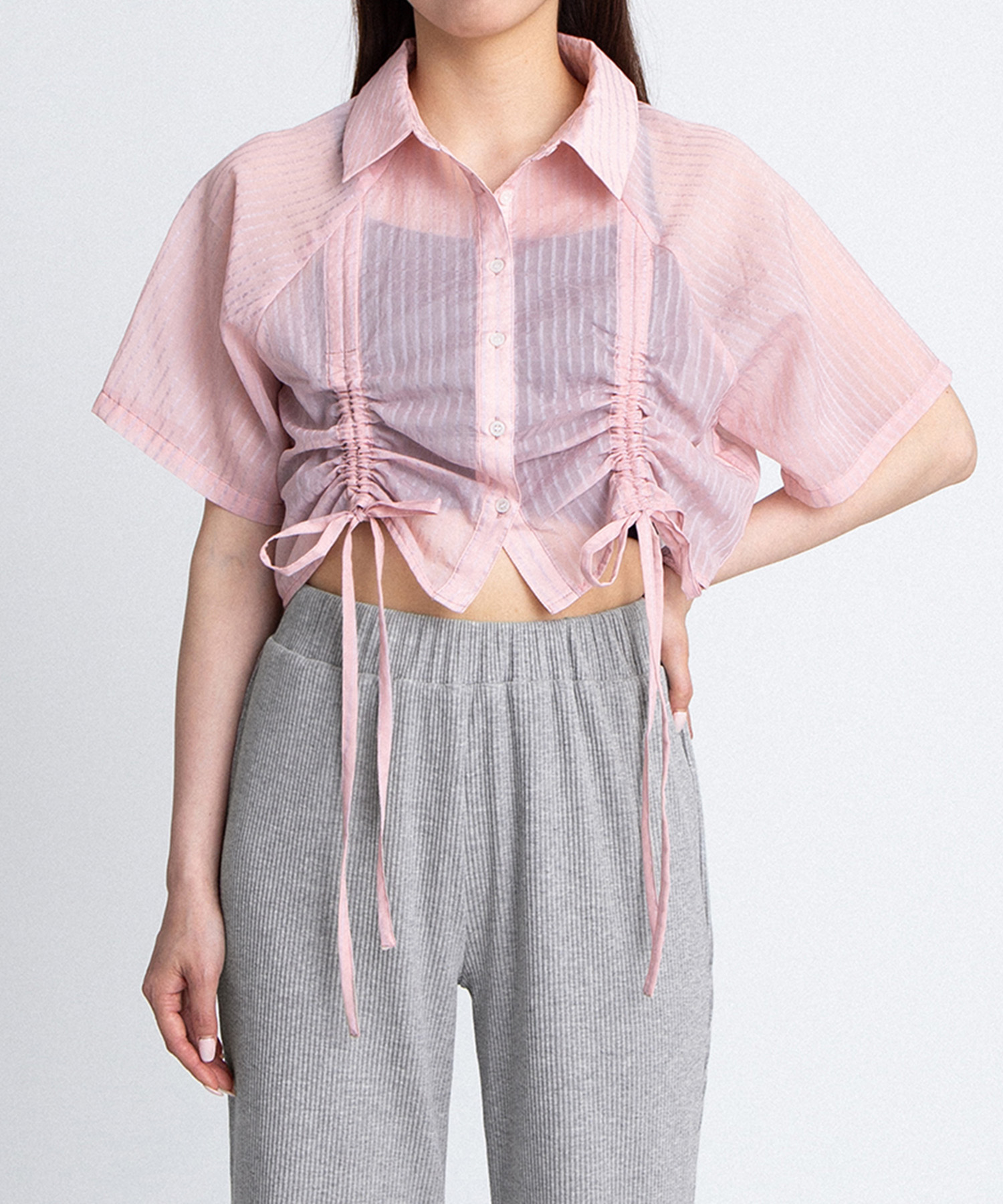 シアークロップド丈ドロストシャツ[商品：PN26SS-053] - PUNYUS Online