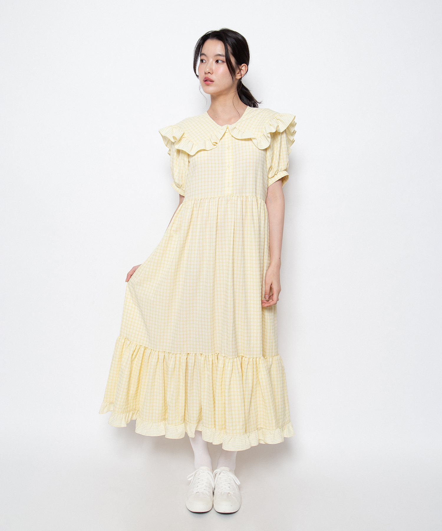 ギンガムチェックフリルワンピース[商品：PN26SS-058] - PUNYUS Online