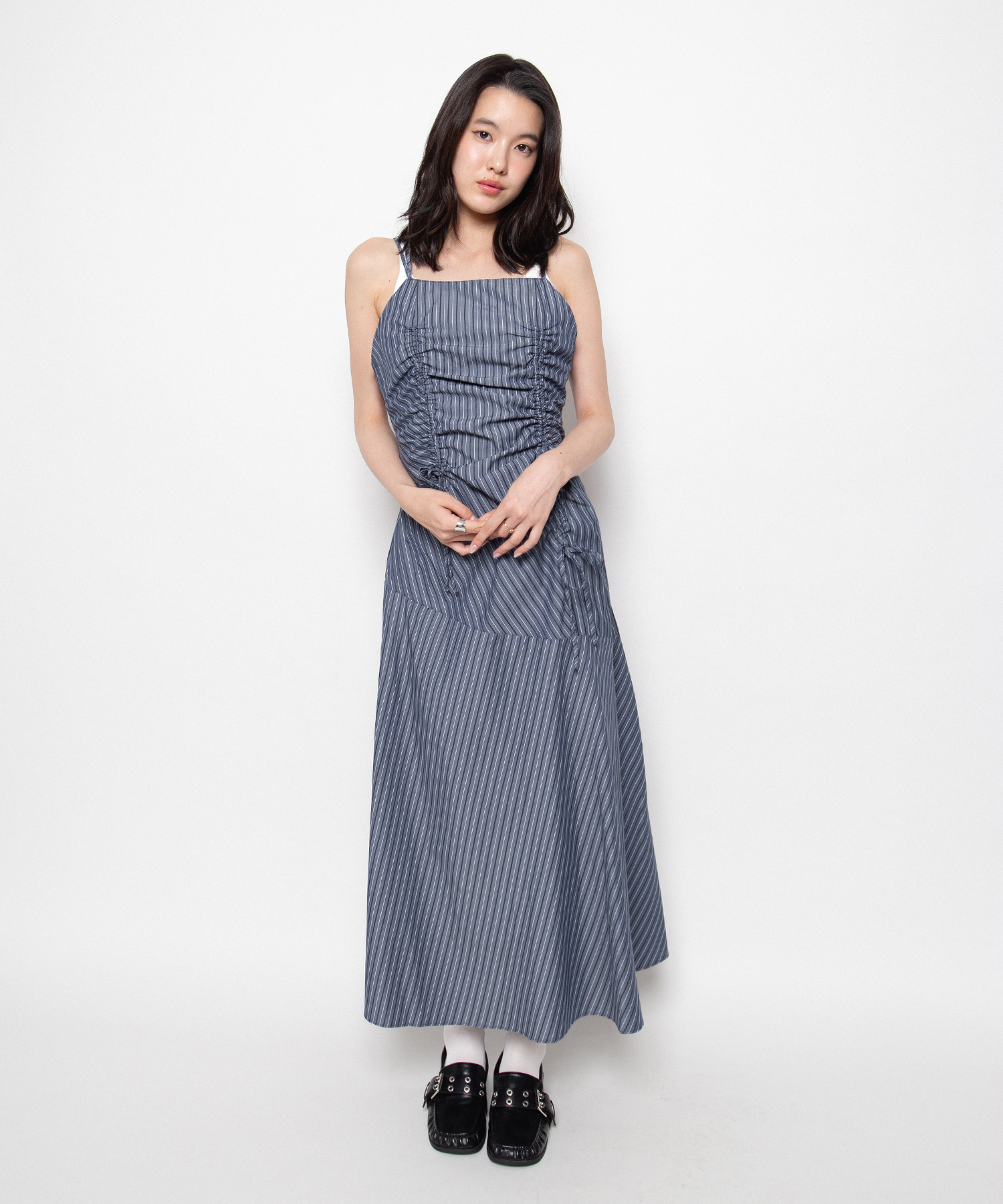 ストライプシャーリングキャミワンピース[商品：PN26SS-068] - PUNYUS