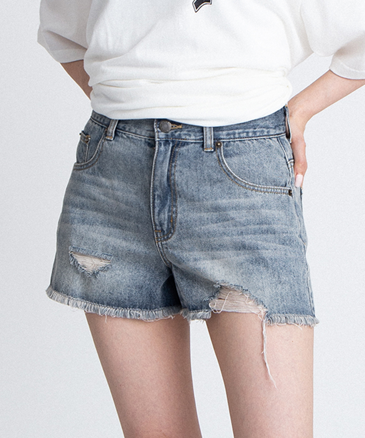 ダメージデニムショートパンツ[商品：PN26T-007] - PUNYUS Online